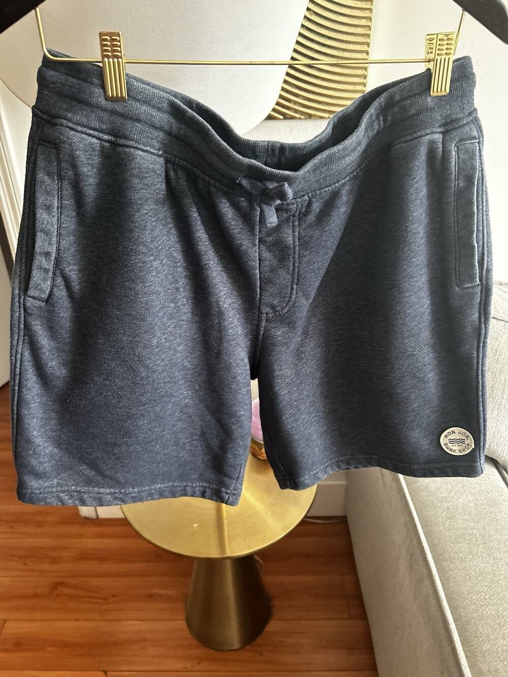 Ron Jon Surf Shop Sweat Shorts Mens L Blue Logo Pockets Casual